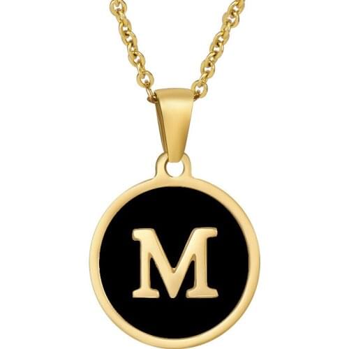 Trendy Titanium Steel Chain Necklace Women/Girls 26 Letters Shell Pendants Necklace Geometric Alphabet Jewelry For Gift