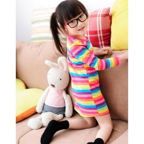 Girl dress Kids Girls Rainbow girl print dress brand childrens clothing spring new princess dress for girls baby clothting