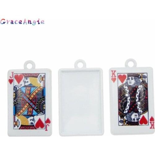 6/8/10PCS Mix Joker King Queen Poker Card Pendant Milky White Plated Zinc Alloy Little Charm Unique Charms King Queen Poker DIY