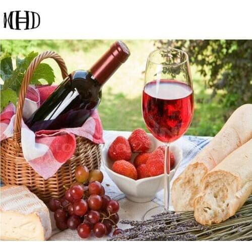 Needlework Diy Diamond Painting Full Square & Round Rhinestone 3D Diamond Embroidery Crystal Sticker Wine Fruit Icon Sticker