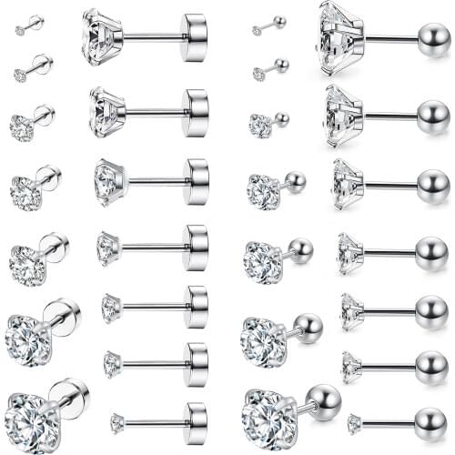 LUXUSTEEL 1pairs Sale Safety Pin Earrings Stainless Steel Round CZ Stud Earring Fashion Jewelry Brinco Baby Small Earrings Party