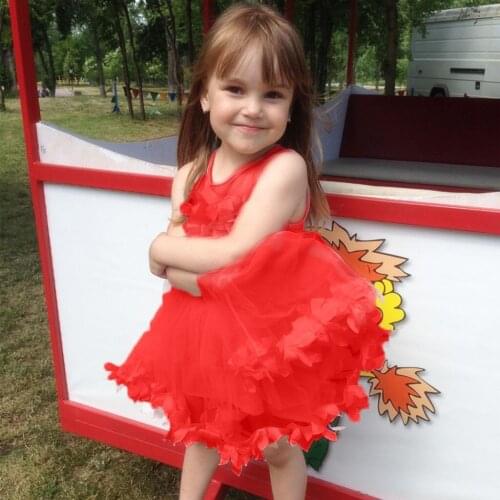 Little Girls Mesh Dress Toddler Baby Girls Sleeveless Applique Floral Tulle Princess Dress Party Dress Kids Girl Summer Clothes