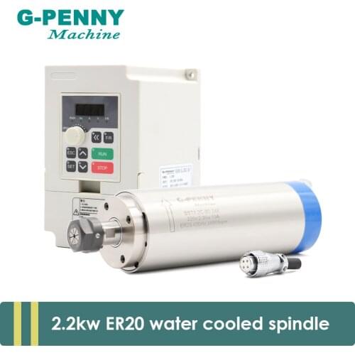 G-PENNY 2.2KW ER20 Diameter 80mm*230mm Water Cooled Spindle Kit CNC Spindle 4 pcs Ball Bearings & 2.2KW QL Inverter VFD