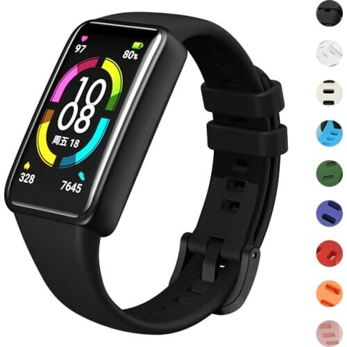 Silicone Strap for honor band 6 Wrist Strap honor band 6 accessorie Replacement Bracelet Scratch resistant screen protector film