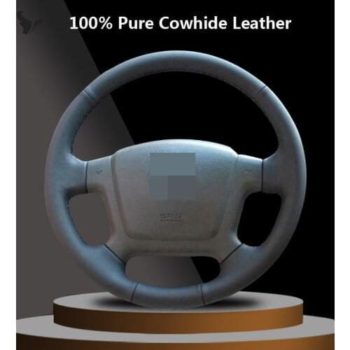 Hand-stitched Black Genuine Leather Steering Wheel Cover for Kia Cerato 2005-2012 Old Kia Ceed