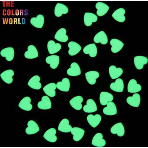 TCYJ825 Glow in dark Glitter Yellow Green Light Color long last glowing, 6MM Heart Shape competitive price Noctilucent Glitter
