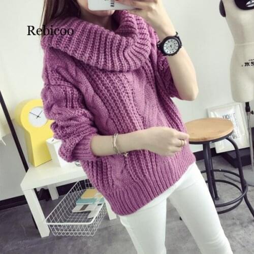 Thick Warm Women Turtleneck Winter Women Sweaters And Pullovers Knit Long Sleeve loose Elastic Sweater Female Jumper Tops