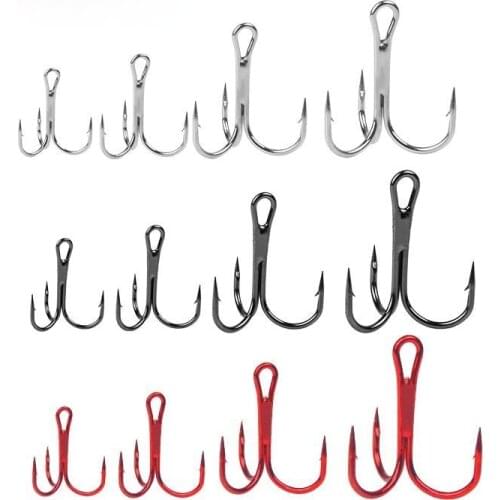 Boxed Fish Hook 2#/4#/6#/8# Three-anchor Three-color High-carbon Steel Sanben Hook 20 Pcs/box