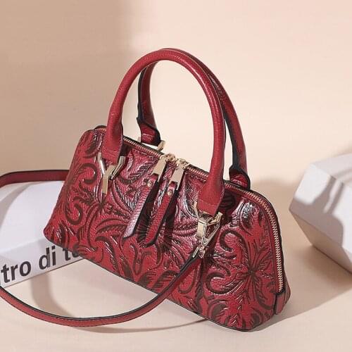 Shopping Embossed Leather Women Bag 2021 Winter Fashion Versatile Soft Cowhide Handbag Leisure Female Shoulder Crossbody Bags