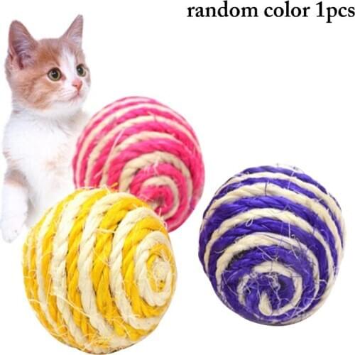 1pcs Cat Ball Toy Bite Resistant Cat Sisal Ball Cat Rope Ball Kitten Chew Toy Cute Interactive Ball Cat Toys Pet Supplies
