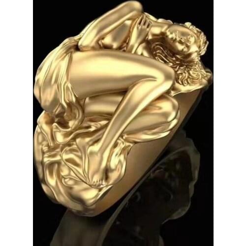 2021 New Trendy Metal Punk Hand Bone Paw Adam Eve lovers Ring for Women And Man Lovers Party Hot Jewelry