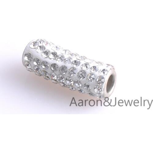 25x10mm 25Pcs white Clay Paved Crystal Rhinestone Beads Disco Fit Jewelry Bracelet For Jewelry Handmade YKL0322