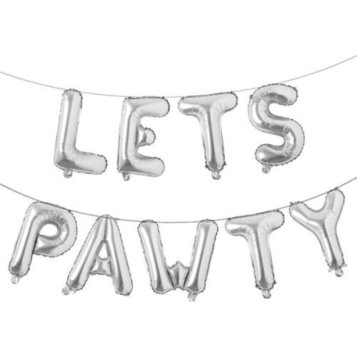 9PCS 16'' Foil Balloon Dog Pet Birthday Lets Pawty Balloons,Happy Birthday Banner for Pet Dog Party Supplies Decoration Set