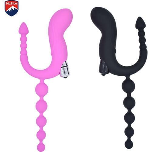 MLSice Anal Beads Vagina G Spot Vibrators for Women, Double Head Penetration Butt Anal Plug Adult Sex Toys for Lesbian Couples