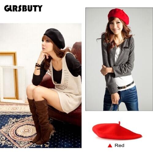 Women Beret Hat Ladies Caps French Style Beanie Hats French Fashion Wool Solid Color Cap for Women Girls