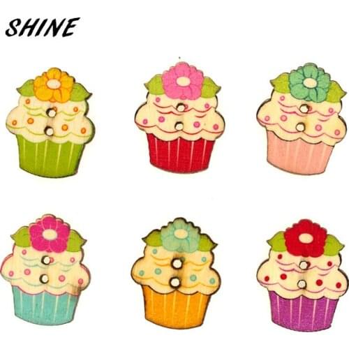 Wooden Sewing Buttons Scrapbooking Cake Pattern Mixed 2 Holes 30 x 24mm 50 PCs Costura Botones Decorate bottoni botoes