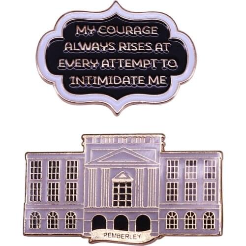 Pride and Prejudice Pemberley Literary Bookworm Brooch Pins Enamel Metal Badges Lapel Pin Brooches Jackets Fashion Jewelry