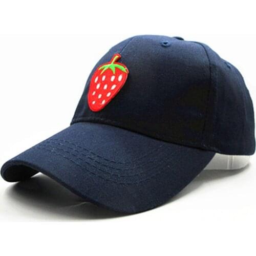 Strawberry Embroidery Cotton Baseball Cap Hip-hop Cap Adjustable Snapback Hats for Men and Women 132