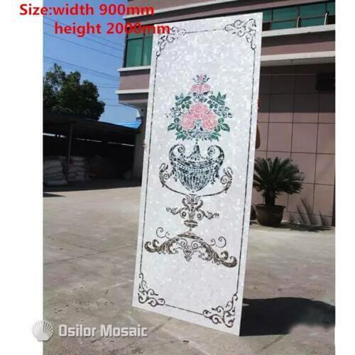 Customized handmade mosaic art mother of pearl mosaic tile art murals for interior house decoration flower pattern