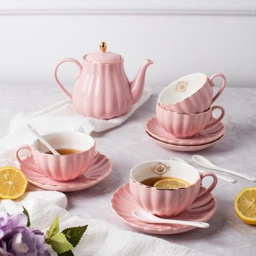 Ceramic Teapot with Coffee Cup Set Afternoon Cafe Household Tea Mug Simplicity Small Capacity High-grade Cup Saucer Sets