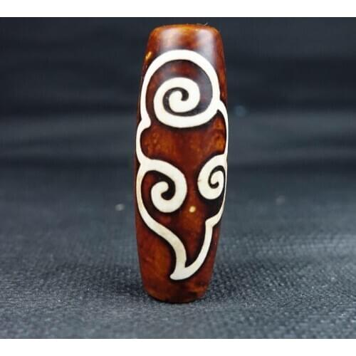 Collection China Tibet old agate auspicious cloud pattern dzi amulet