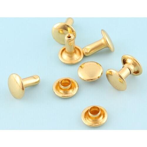 Leather Studs Double Cap Rivets 10mm Gold studs Rivets Round Double Head Rivets for Bag/Leathercraft Studs for Bag Belt