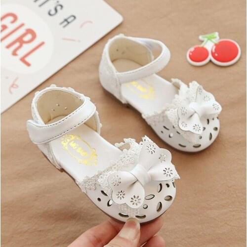 2021 Summer Girls Sandals Fashion Princess Sweet Half Sandals For Toddlers Kids Childrens Shoes Bow-knot With Lace Cut-outs New