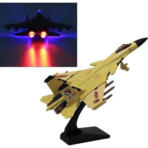 1:100 Scale China J15 Plane Model Airplane Model Aircraft Navy Army Fighter Airplane Model Diecast Yellow with Stand Home Decor