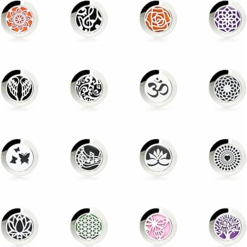 Fashion 20mm Stainless Steel Hollow Different Patterns Round Aromatherapy/Essential Oil Diffuser Perfume Brooches Drop shipping