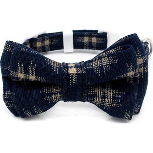 Fashion Cat Collars Comfortable Soft Bowk Tie Dark Printing Classical Adjustable Cloth Strap Cats Chain Pets Accessorys Necktie