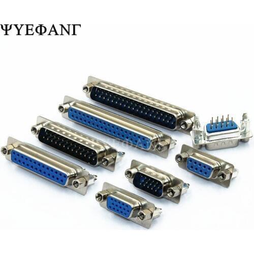5PCS DB9 DB15 DB25 DB37 9/15/25/37 Pin Straight 180 Degree Male Female Plug D-sub PCB Mounting Connector DP9 DP15 DP25 DP37