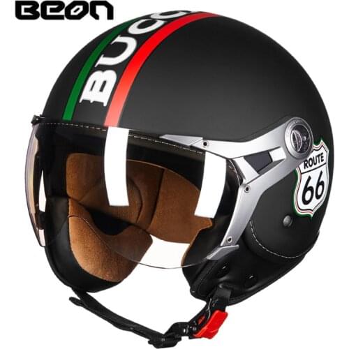BEON Motorcycle Helmet Retro Vintage Casco Moto Cruiser Chopper Scooter Motorbike 3/4 Open Face Helmet ECE Approve