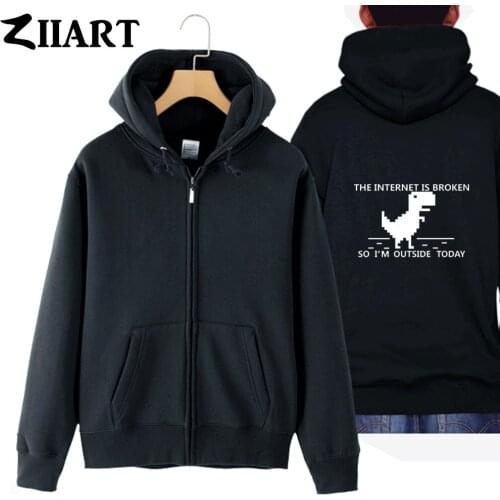 Boy man male full zip hooded Coats Jackets 404 geek the internet is broken so i'm outside today couple clothes