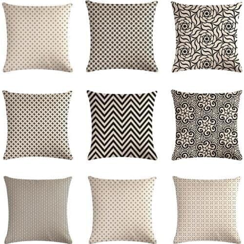 Geometry Cushion Cover Pillowcase 45X45cm Cotton Linen Black And White Throw Pillow Cover Home Decor For Sofa Pillowcase