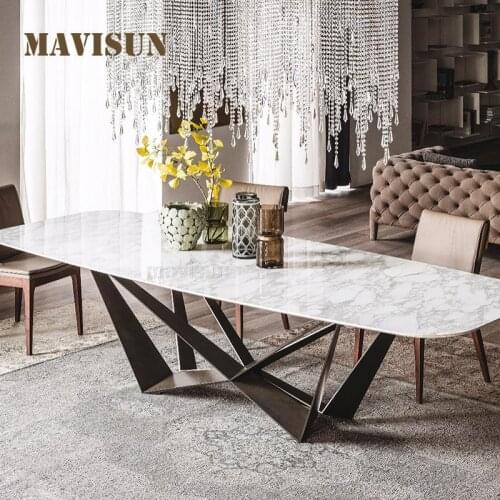 New Luxury Nordic Glossy Marble Dining Table And Chairs Combination Simple Modern Restaurant Rock Plate Household Kitchen Table