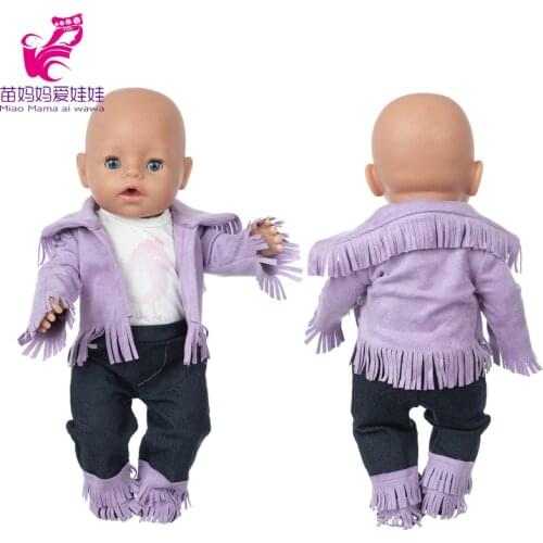 Baby Doll Clothes 43 cm Coat Purple Tessal For 18 Inch Girl Doll Cowboy Jackets Toys Doll Outfits