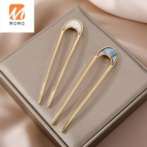 Simple Graceful Hand-Stitched Inlaid Natural Shell Hairpin Hairpin Barrettes Updo Tools Artifact Headdress Hair Clasp
