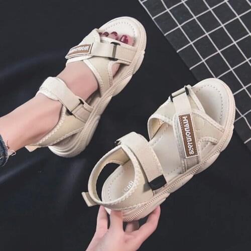 Platform Women Sandals 2021 Summer Leather Buckle Thick Bottom Letter Women Beach Sandal Chunky Woman Shoes