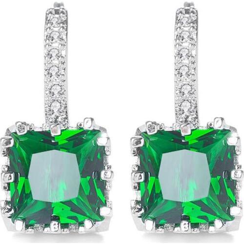 SHUANGR Fashion Cubic Zirconia Hoop Earrings For Women Elegant Suqare CZ Crystal Charms Jewelry Brincos Femme orecchini 9 Colors