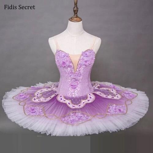 Light Purple Girls Professional Pancake Tutu Skirt,Lilac Fairy Classical Ballet Dance Dress,High Level Stage Performance Costume