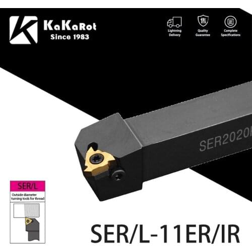 KaKarot External Threading Turning Tool SER1010H11 SER1212H11 SER1616H11 SER SEL Lathe Cutter Holder Carbide inserts 11ER 11IR