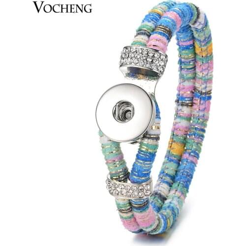 Vocheng Snap Charms Bracelet Double Leather for 18mm Ginger Snap Button Jewelry 12 Colors NN-651