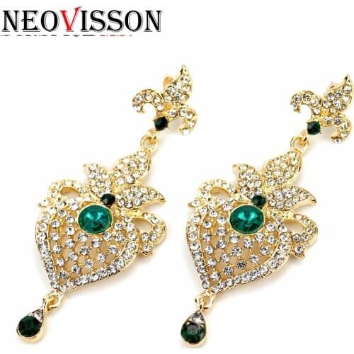 Neovisson Morocco Long Dangle Earring for Women Gold Color India Ethnic Wedding Jewelry Love Gift