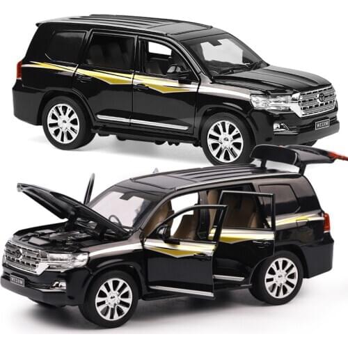 1:32 Car Model Diecast Metal for Toyota Land Cruiser Off-Road Vehicle Alloy Toy Car Sound Light Door Pull Back Collection Gift