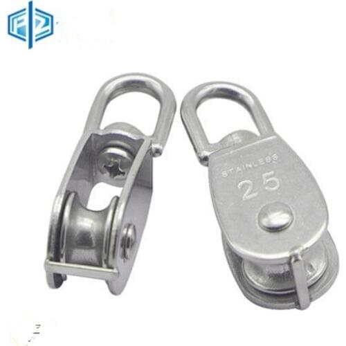 1pcs M25 High Quality Stainless Steel Heavy Duty Steel Single Wheel Swivel Lifting Rope Pulley Block