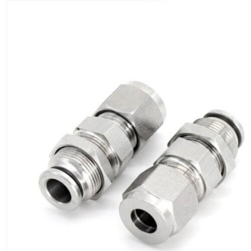 10pcs PK6-6,PK8-8,PK10-10,PK12-12,PK14-14 , PK16-16,304 Stainless Steel Bulkhead Connector