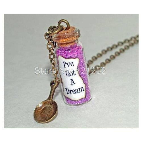 12pcs Tangled Rapunzel I've got a dream l glass Bottle Necklace with a Frying Pan Charm Inspired necklace