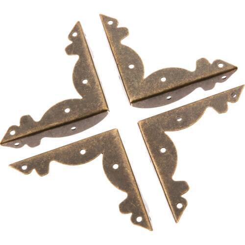 4Pcs 46*46mm Antique Bronze Wood Box Jewelry case Feet Leg Corner Protector Guard Metal Crafts Decorative Bracket For Furniture