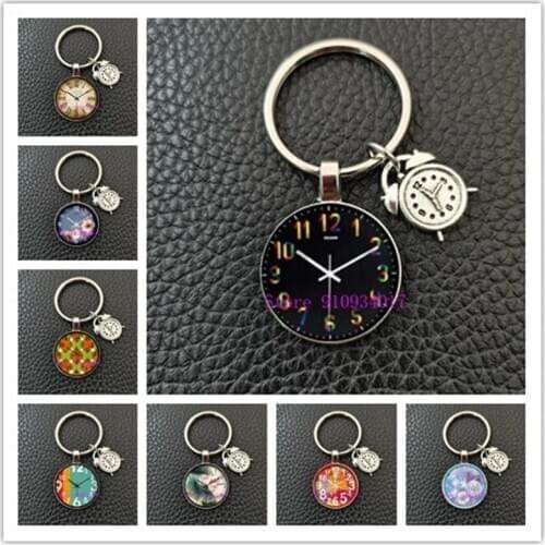 2021 new alarm clock Arabic numerals shape alarm clock keychain fashion creative clock cool alarm clock glass keychain jewelry