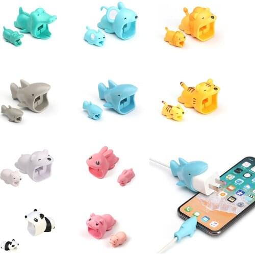 3D Cartoon USB Cable Accessory Set Animal Bite Charging Cable Protector For iphone X 8 7 6 5 USB Data Cable Line Protection